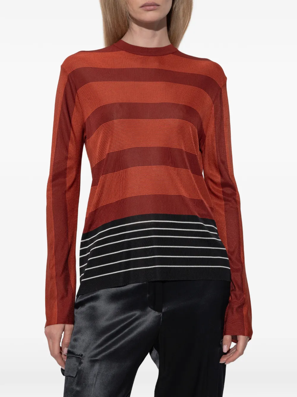Ferragamo striped long-sleeve sweater - Orange