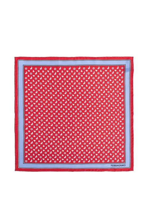 Ferragamo animal-print floral-print pocket square