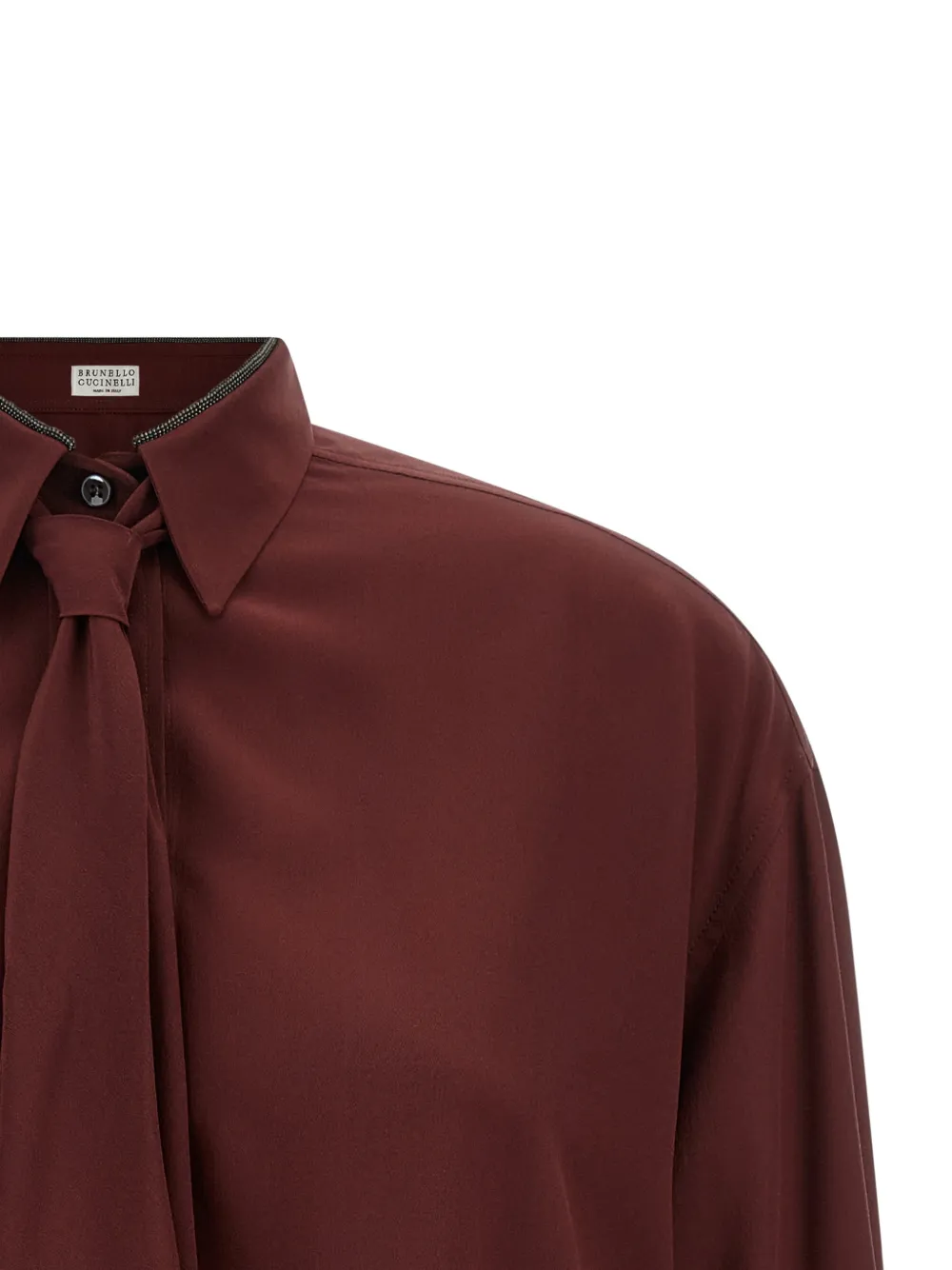 Brunello Cucinelli Zijden blouse verfraaid met Monile Rood