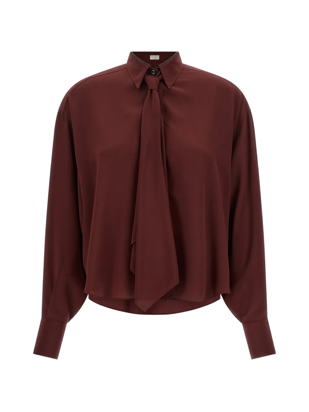 Brunello Cucinelli Monile-embellished silk shirt - Rot