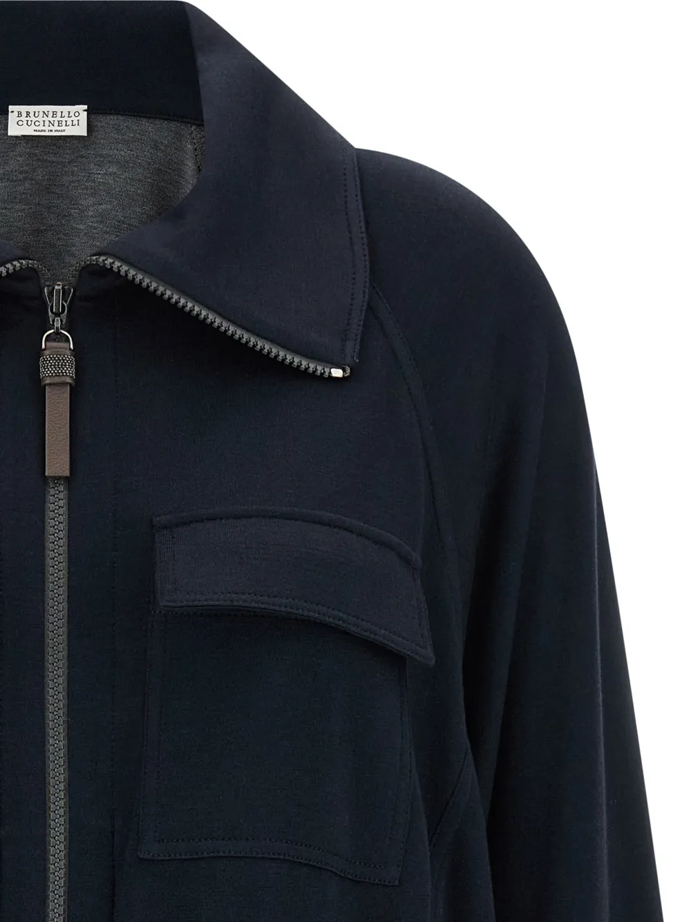 Brunello Cucinelli Sweater verfraaid met Monile en rits Blauw