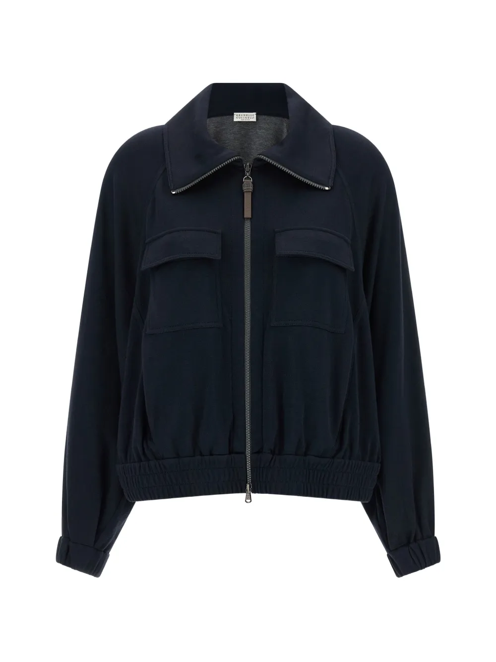 Brunello Cucinelli Monile-embellished zip-up sweatshirt - Blue