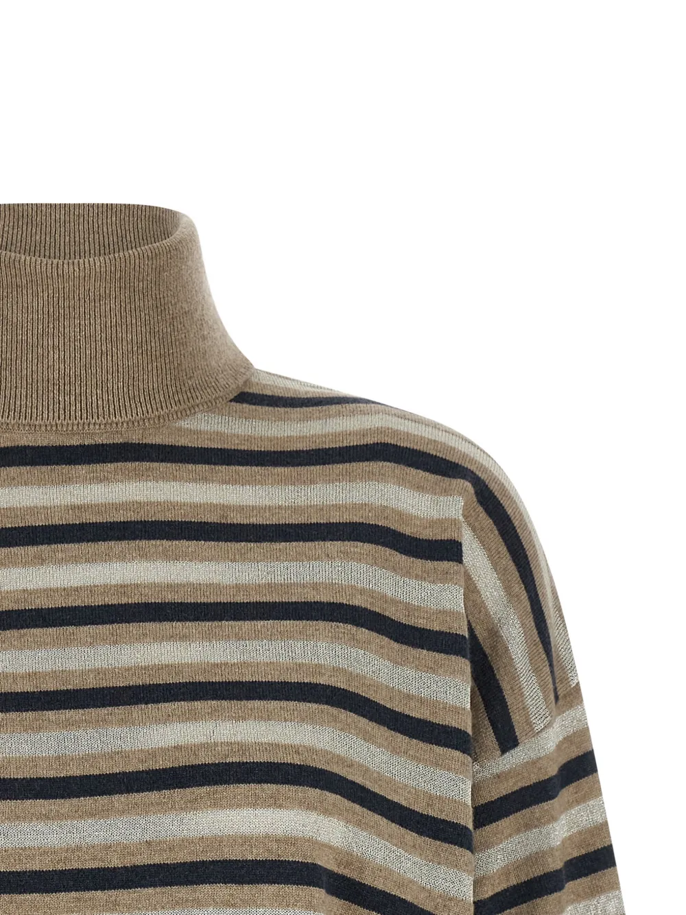 Brunello Cucinelli Gestreepte lamé trui Beige