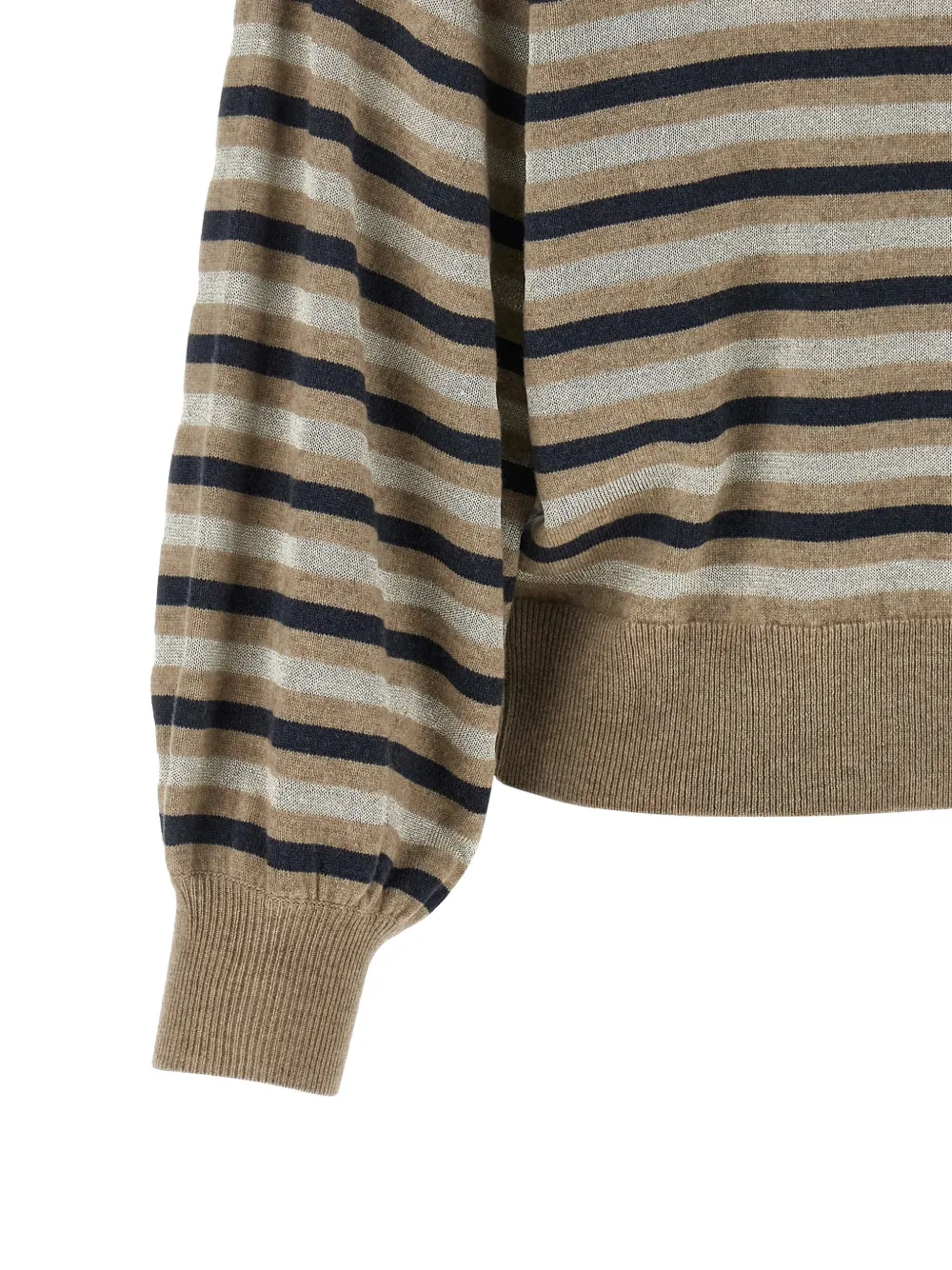 Brunello Cucinelli Gestreepte lamé trui Beige