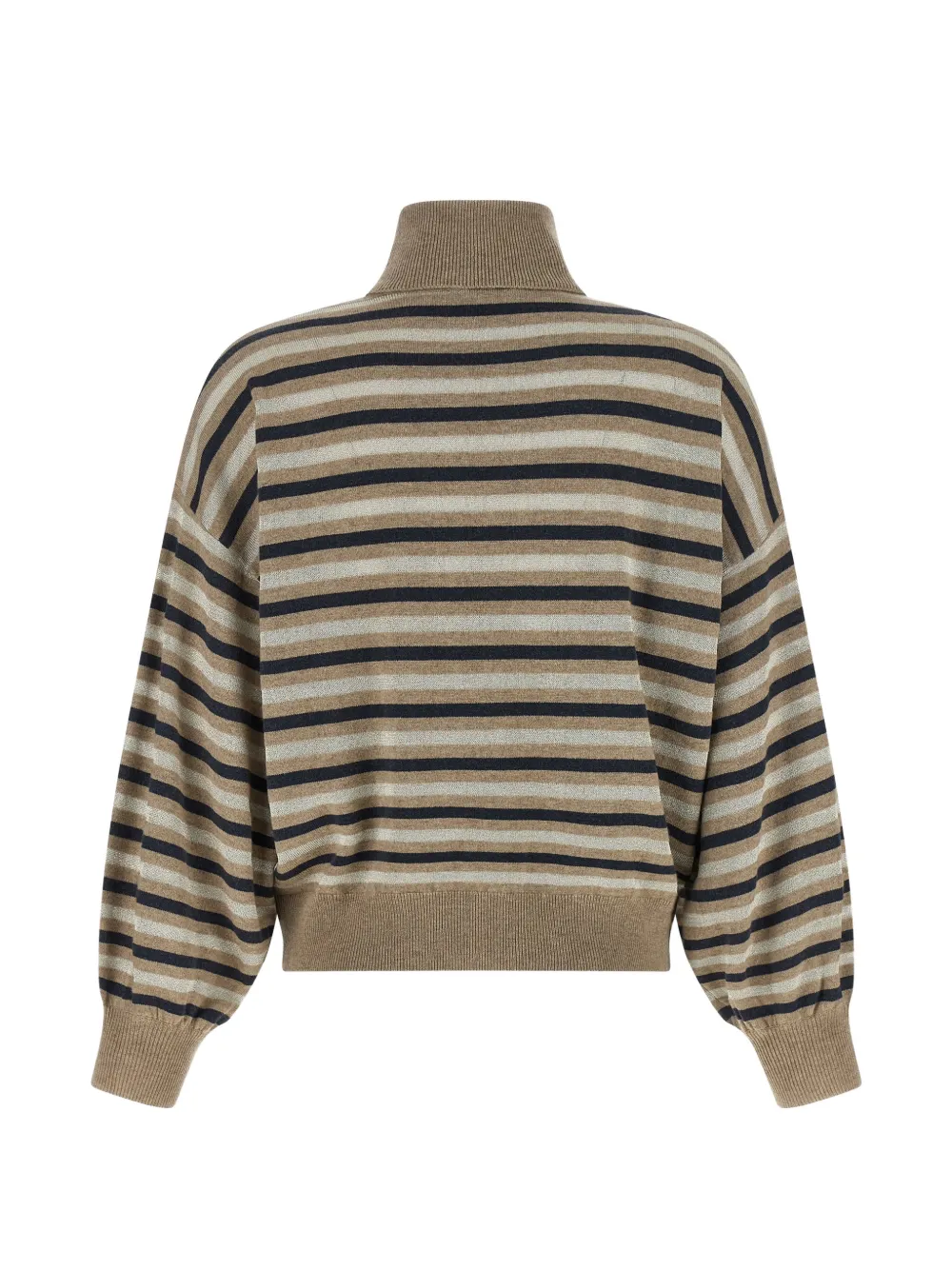 Brunello Cucinelli Gestreepte lamé trui Beige