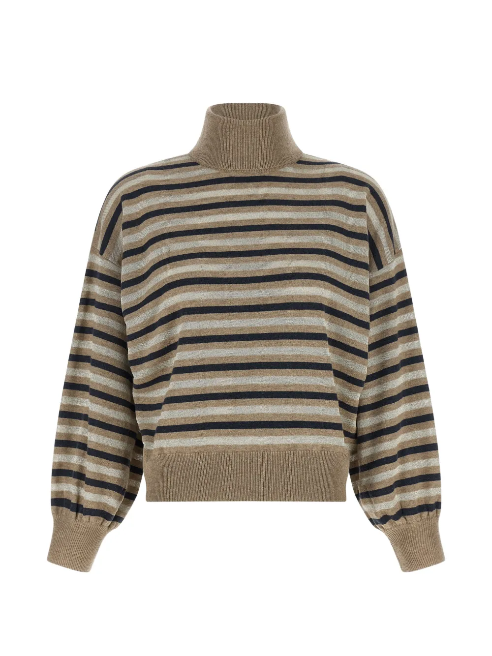 Brunello Cucinelli striped lamé-knit sweater - Toni neutri