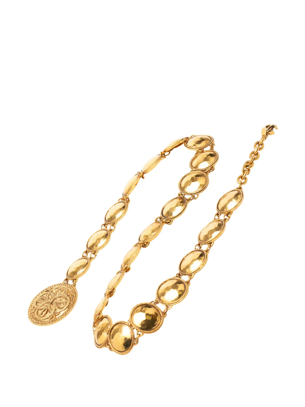 CHANEL Pre-Owned 1980-1990 Gold Plated Medallion Link Chain belt - Oro