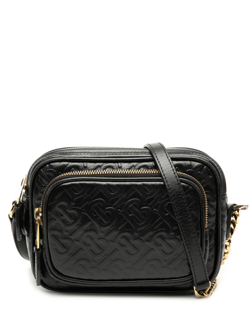 Burberry Pre-Owned 2018-2023 Embossed Calfskin TB Monogram Camera Chain crossbody bag - Nero
