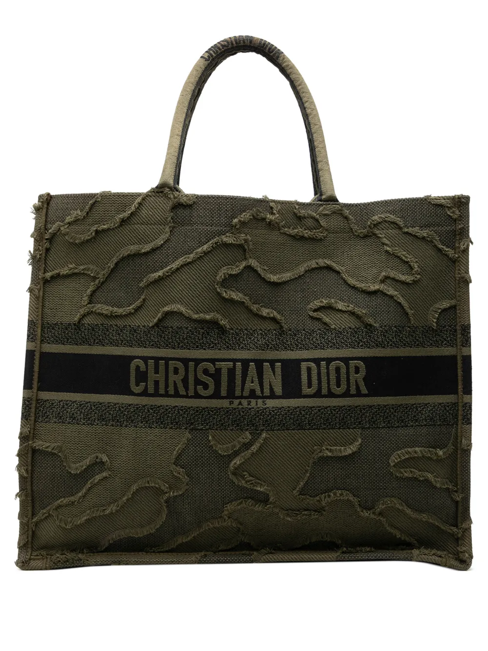 Christian Dior Pre-Owned 2019 Large Embroidered Canvas Camouflage Book tote bag - Green