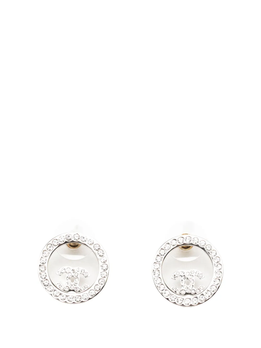 CHANEL Pre-Owned 2023 CC Brass Strass Push Back Earrings costume earrings - Silber