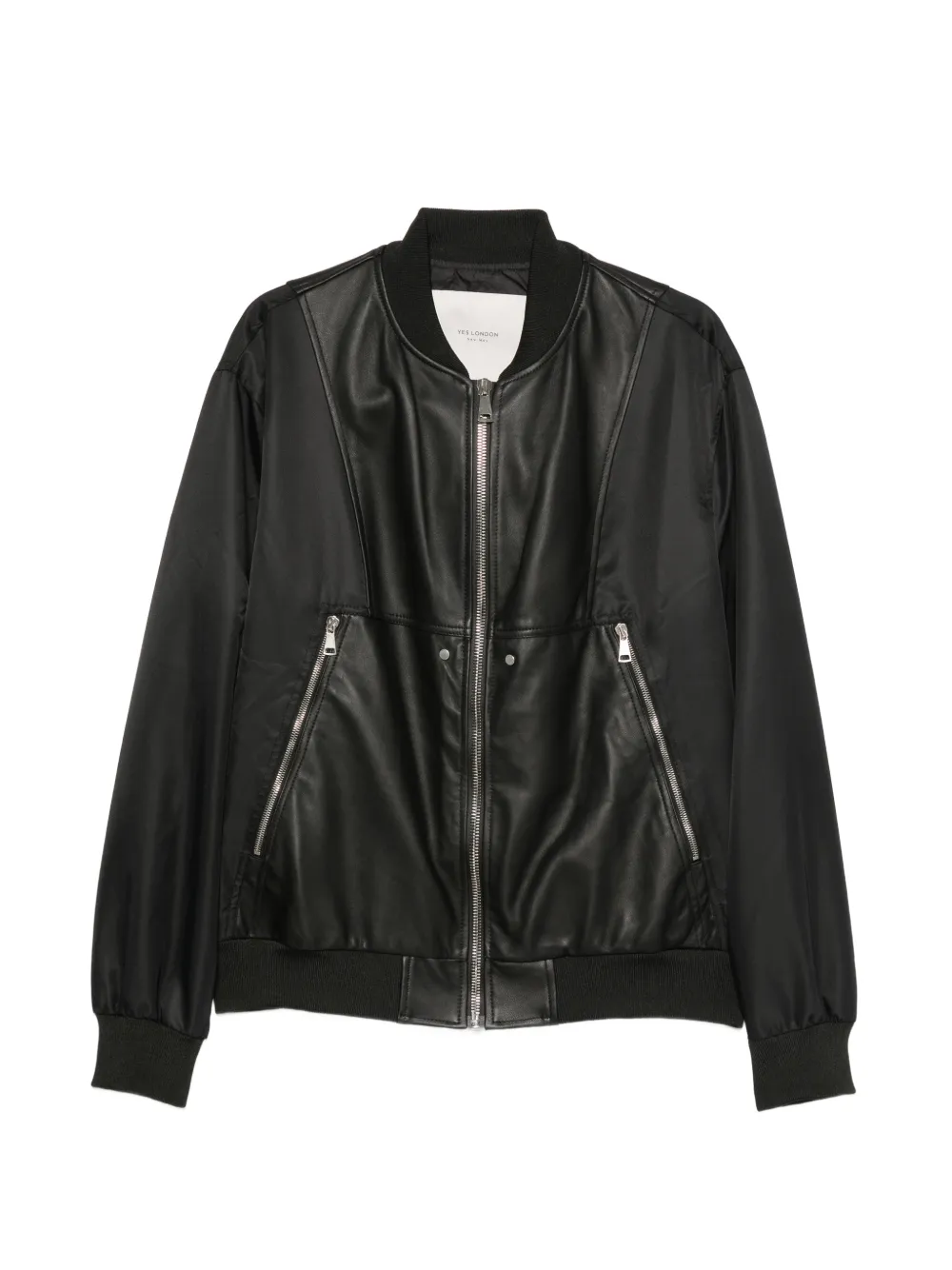 YES LONDON leather-panelled bomber jacket - Nero