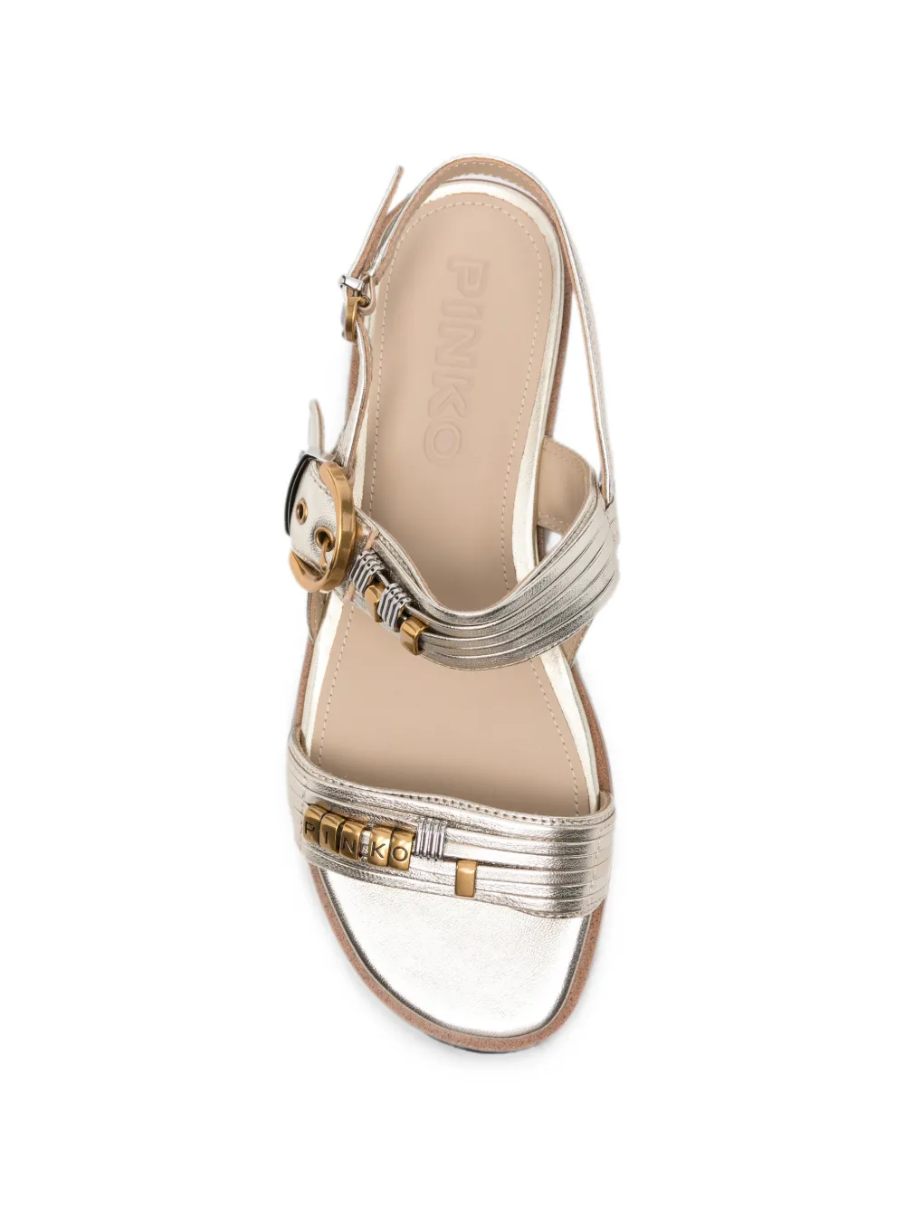 PINKO buckle-fastening metallic sandals Goud
