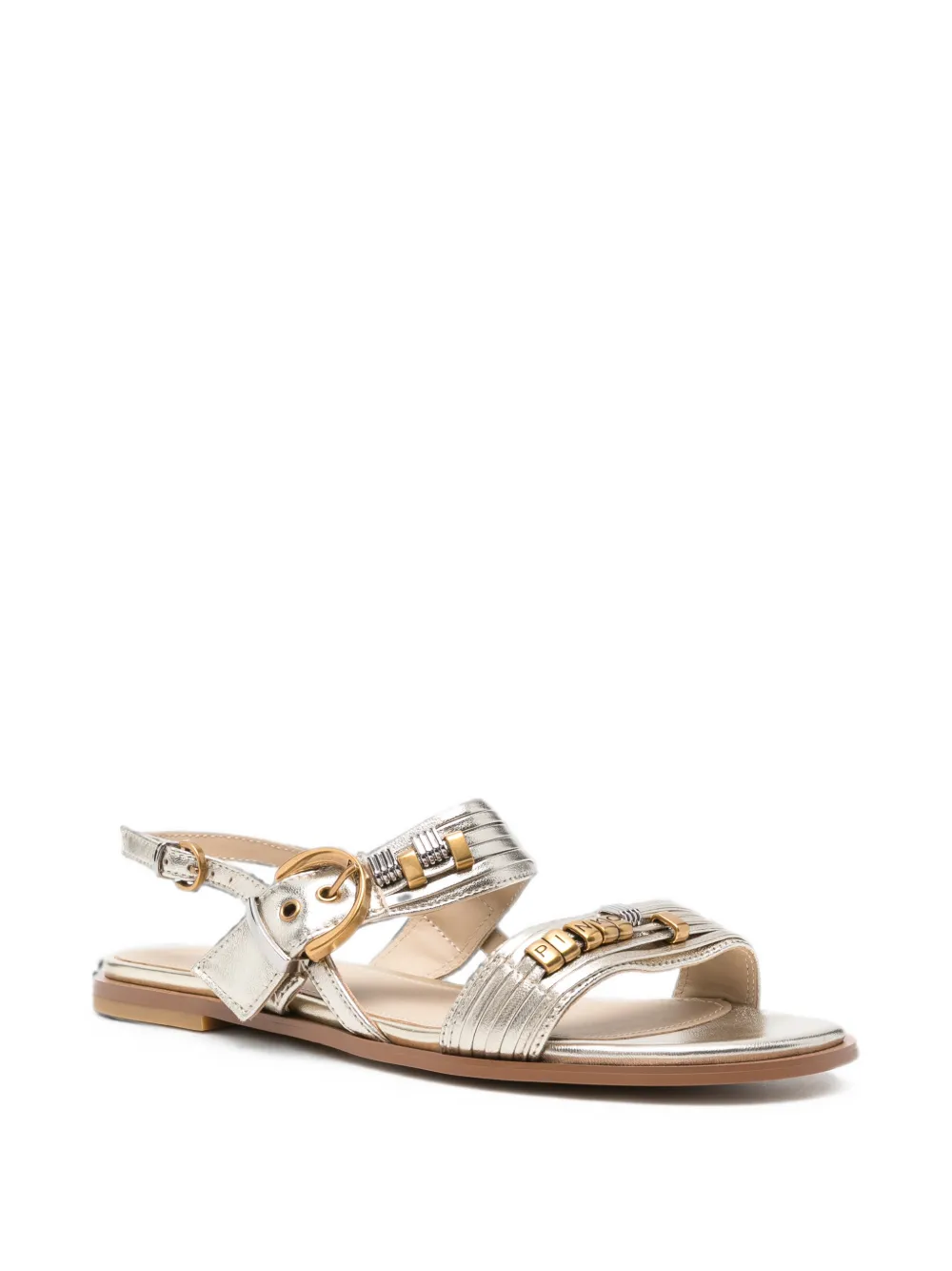 PINKO buckle-fastening metallic sandals Goud