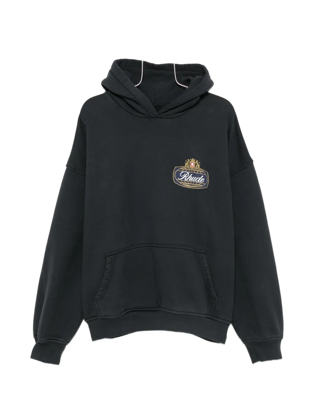 RHUDE logo-print cotton hoodie - Schwarz