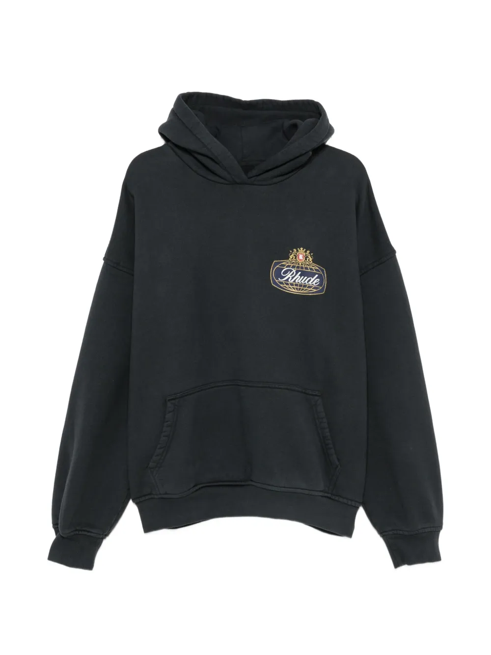 RHUDE logo-print cotton hoodie - Schwarz