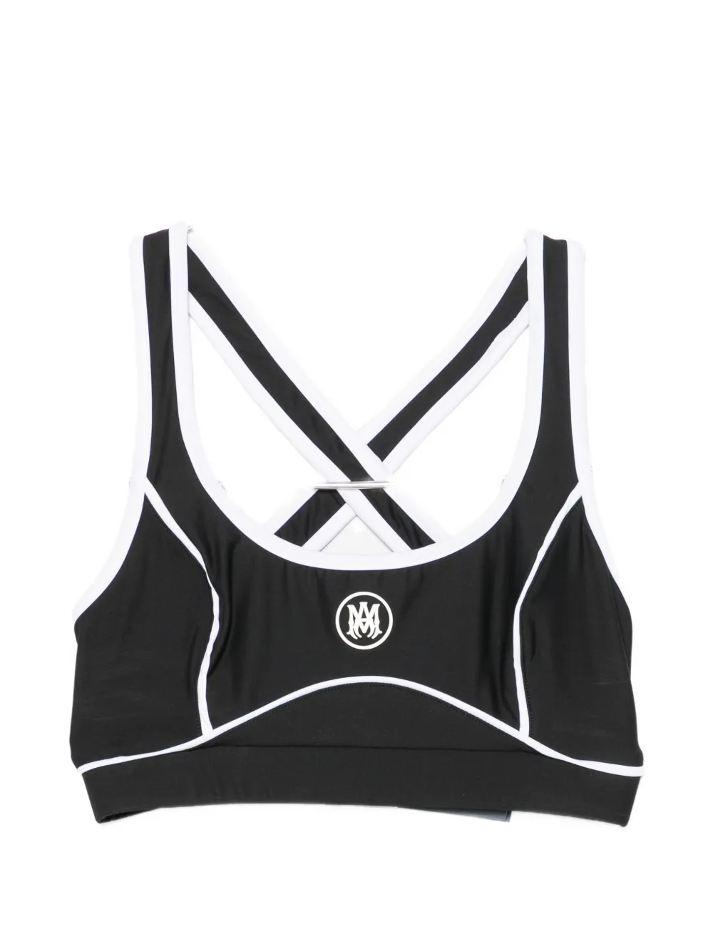 AMIRI logo-print crossover-strap sports bra - Nero