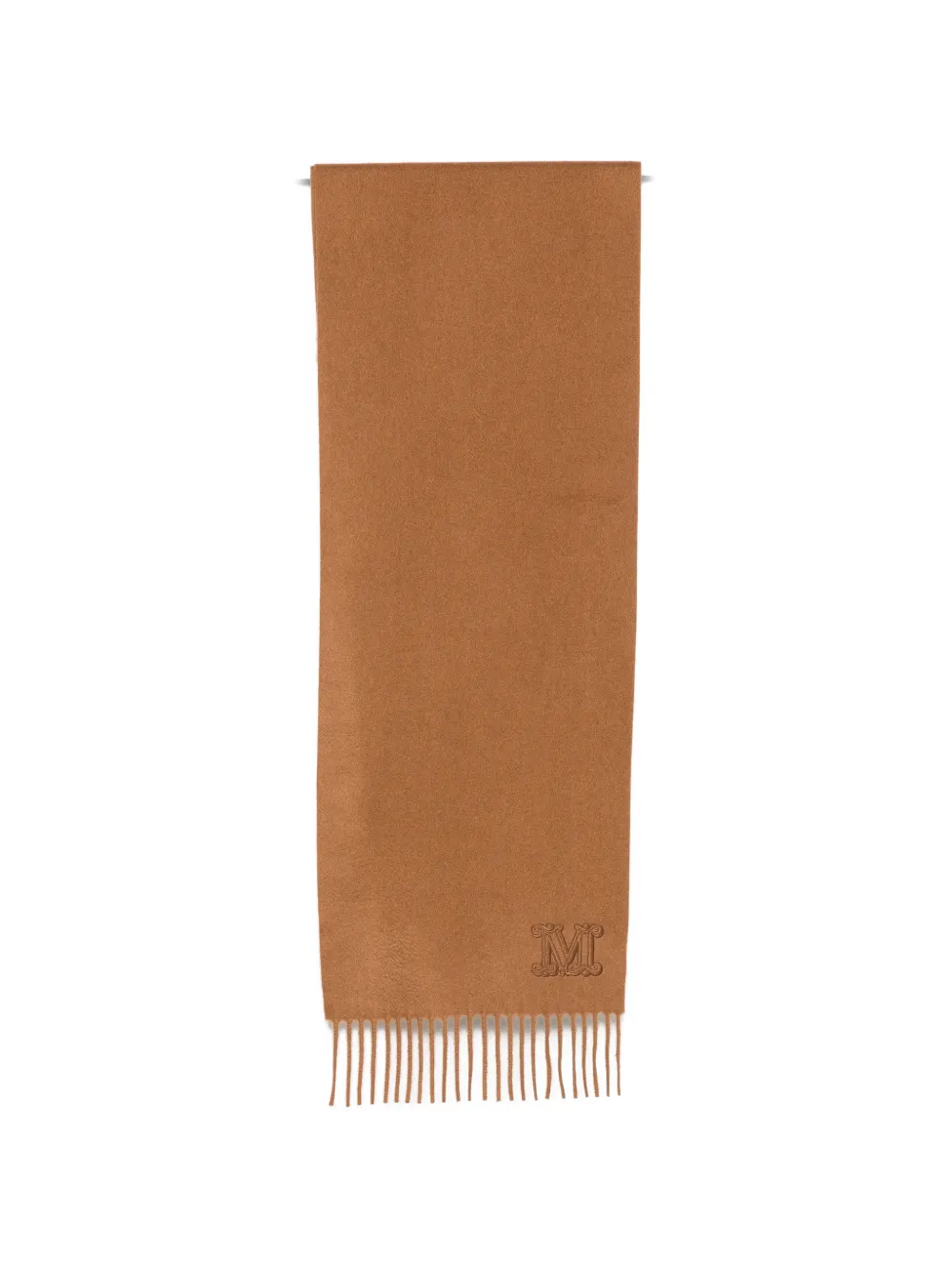 Max Mara logo-embroidered fringed scarf - Neutrals