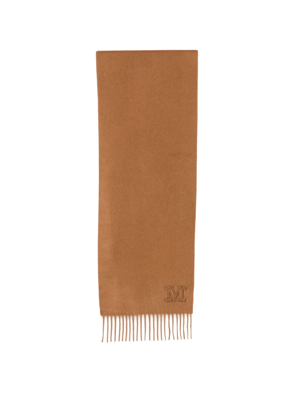Max Mara logo-embroidered fringed scarf - Neutrals