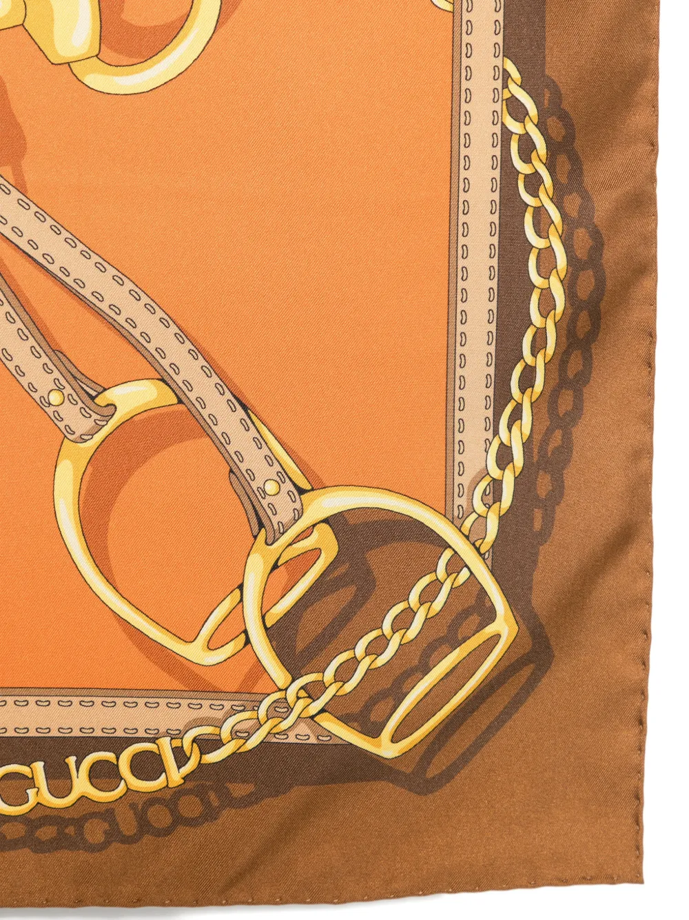 Gucci Sjaal met Horsebit-kettingprint Bruin