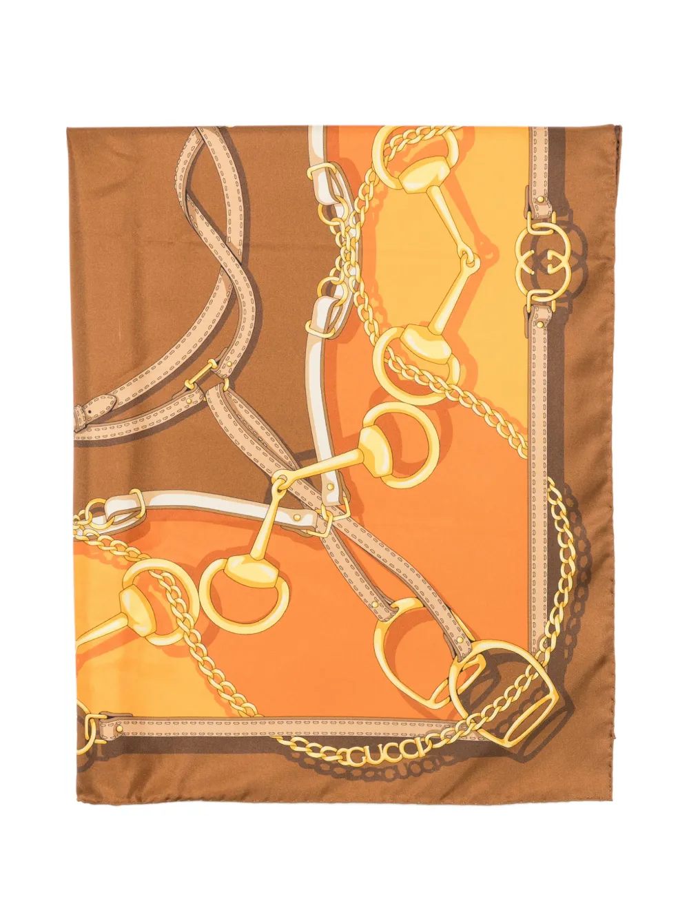 Gucci Horsebit Schal mit Ketten-Print - Braun