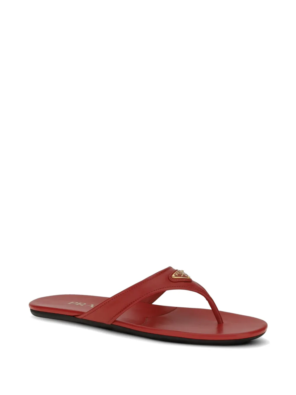 Prada logo-plaque leather sandals Rood