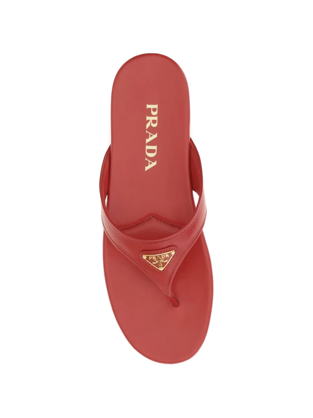 Prada logo-plaque leather sandals Rood