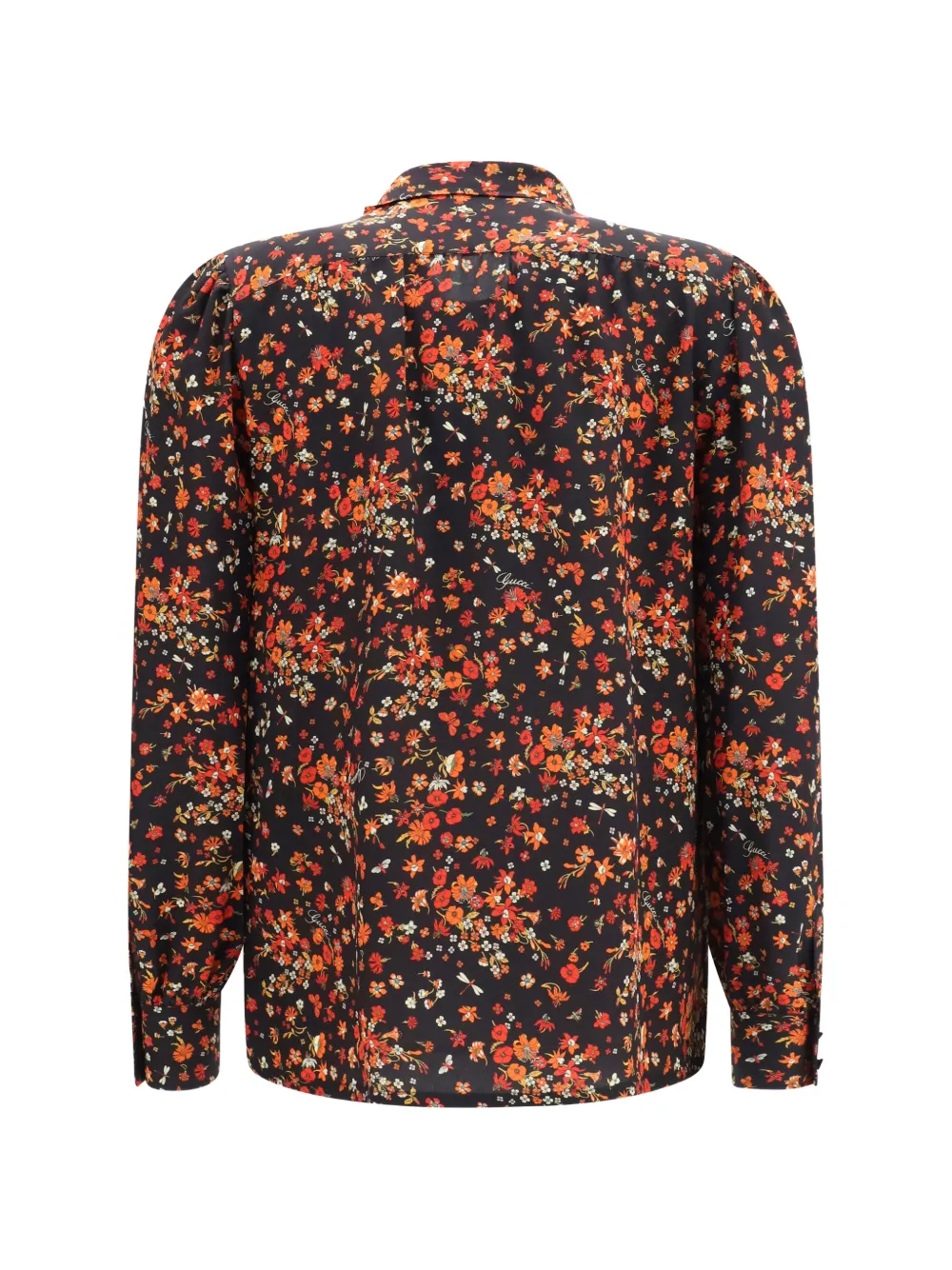 Gucci Blouse met bloemenprint van zijde-crêpe Zwart