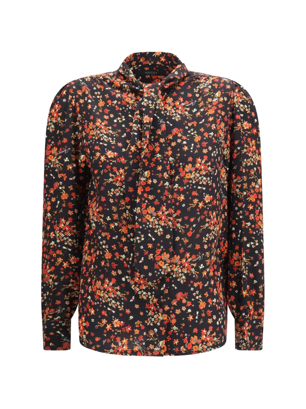 Gucci floral-print silk-crepe shirt - Schwarz