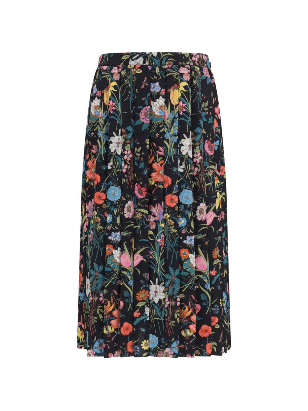 Gucci flora-print pleated midi skirt - Schwarz