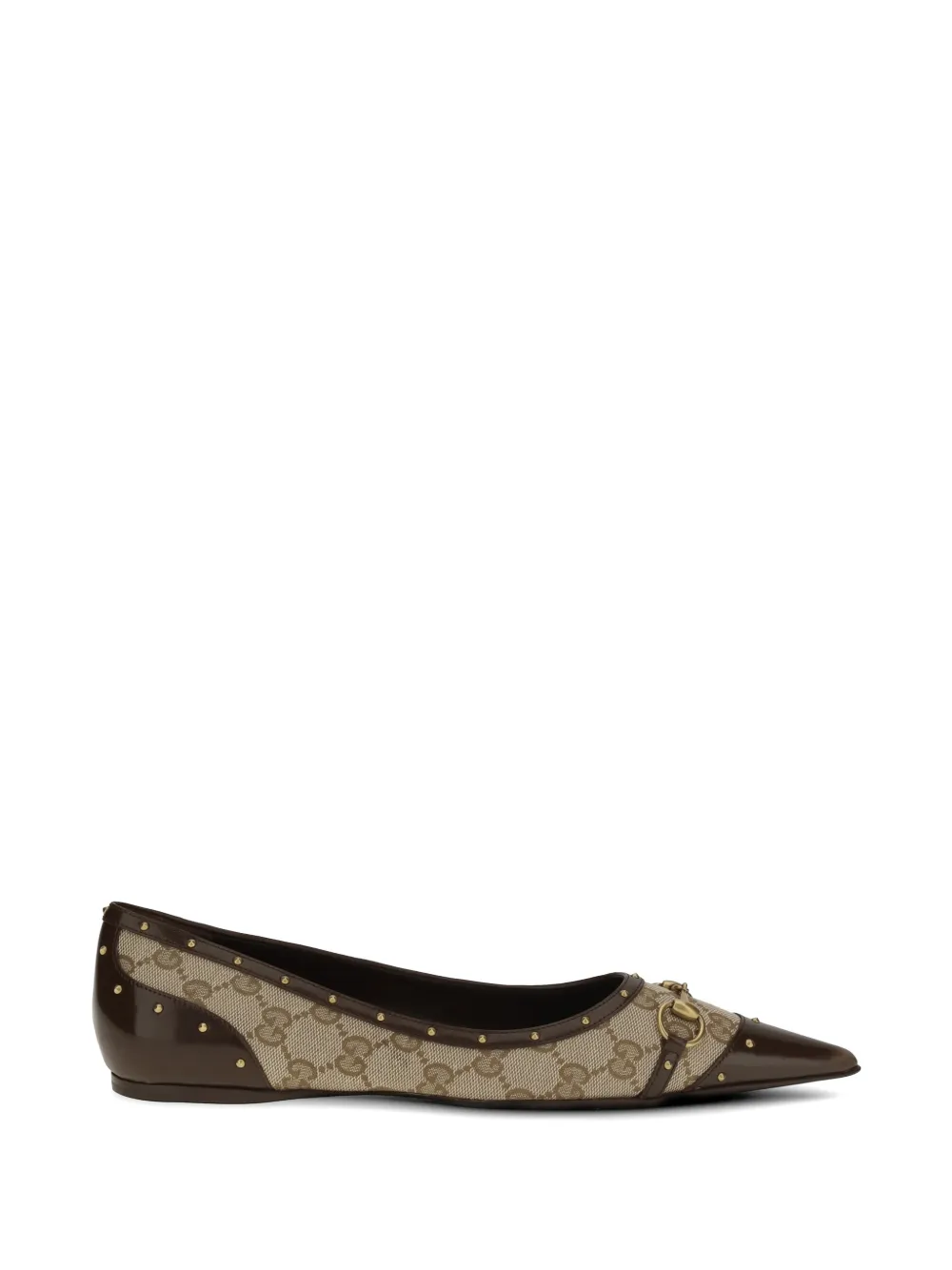 Gucci Horsebit studded ballet flats Beige