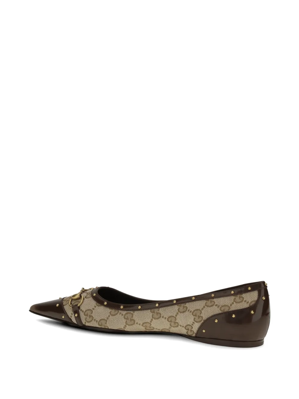 Gucci Horsebit studded ballet flats Beige