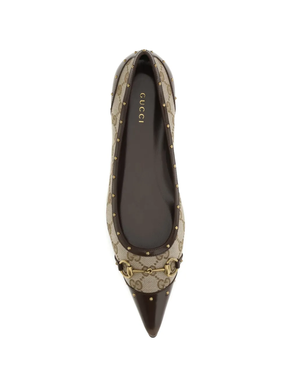 Gucci Horsebit studded ballet flats Beige
