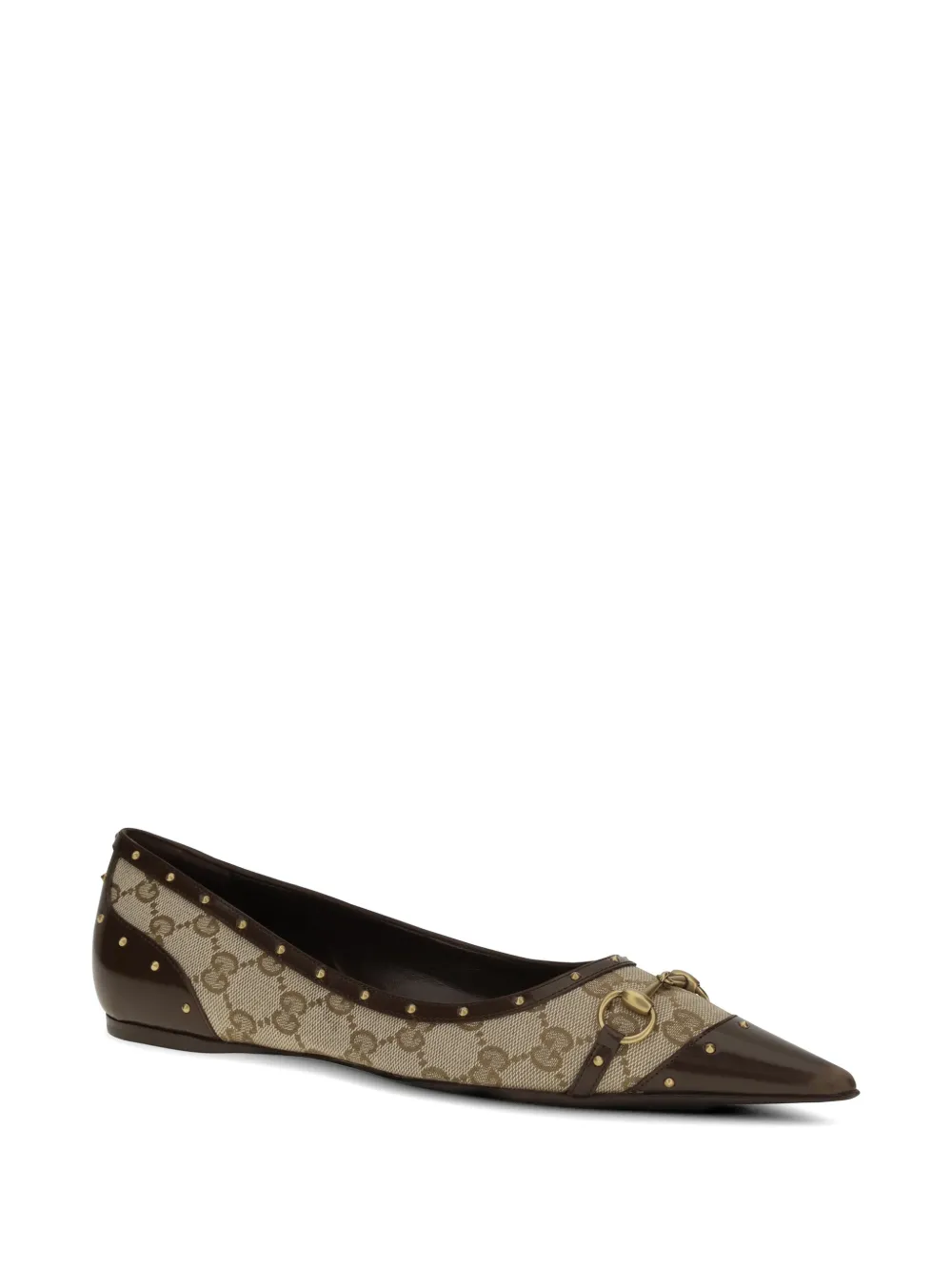 Gucci Horsebit studded ballet flats Beige