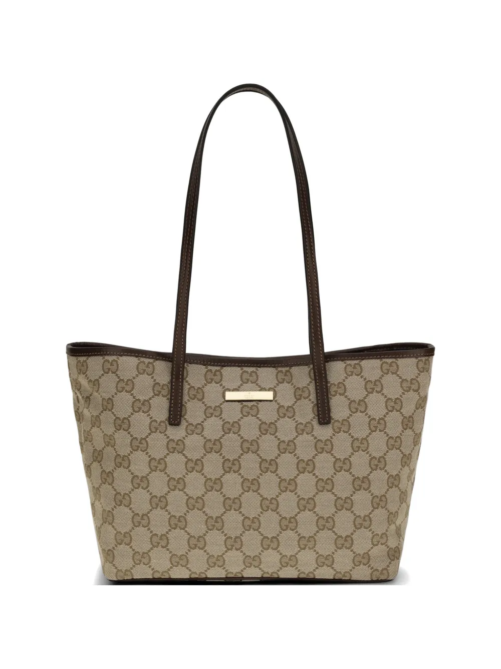 Gucci small GG Supreme logo-plaque tote bag - Neutrals