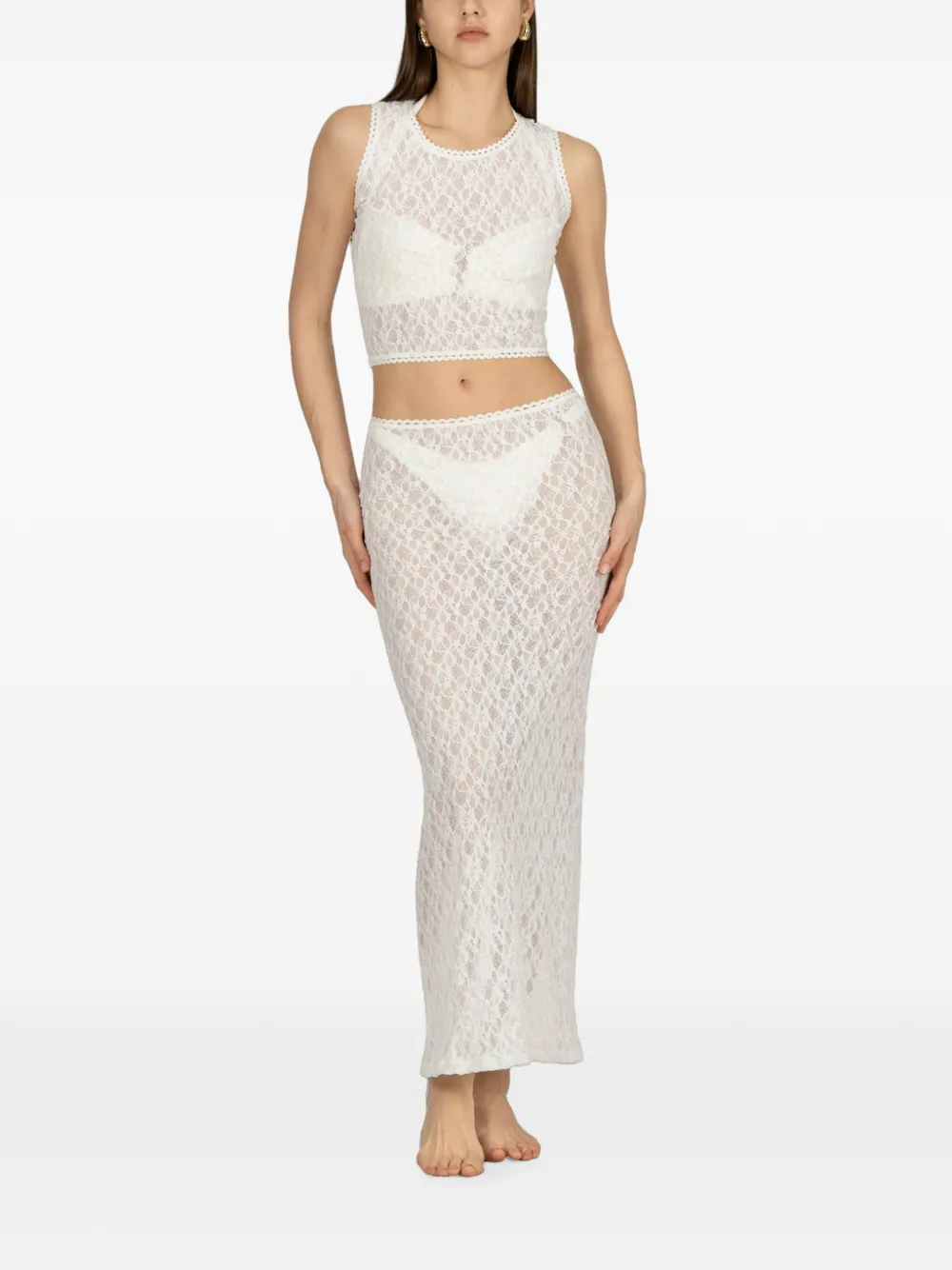 PARAMIDONNA Dolly top and maxi skirt set - Bianco