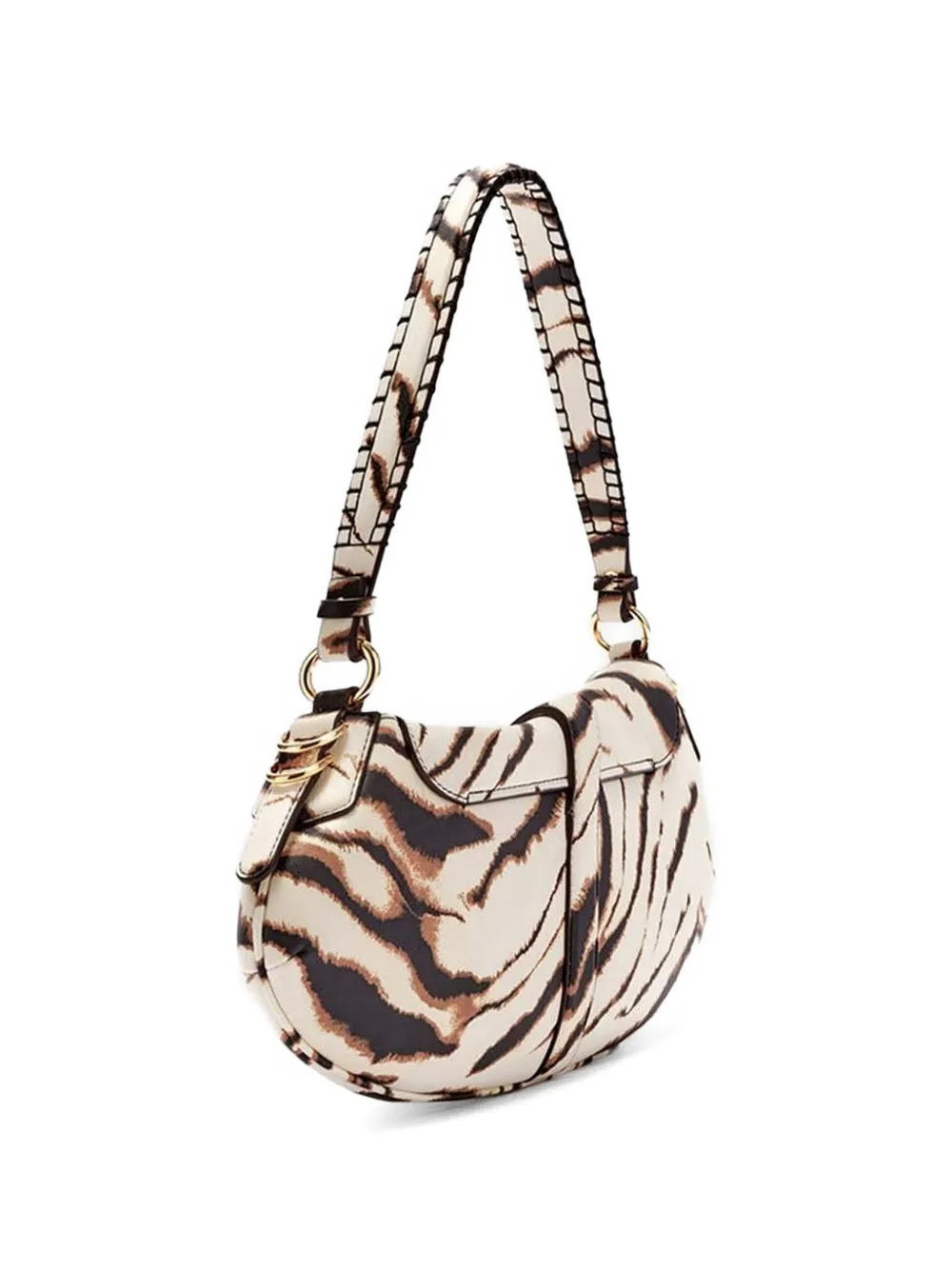 GANNI B-Kat schoudertas met zebraprint Beige