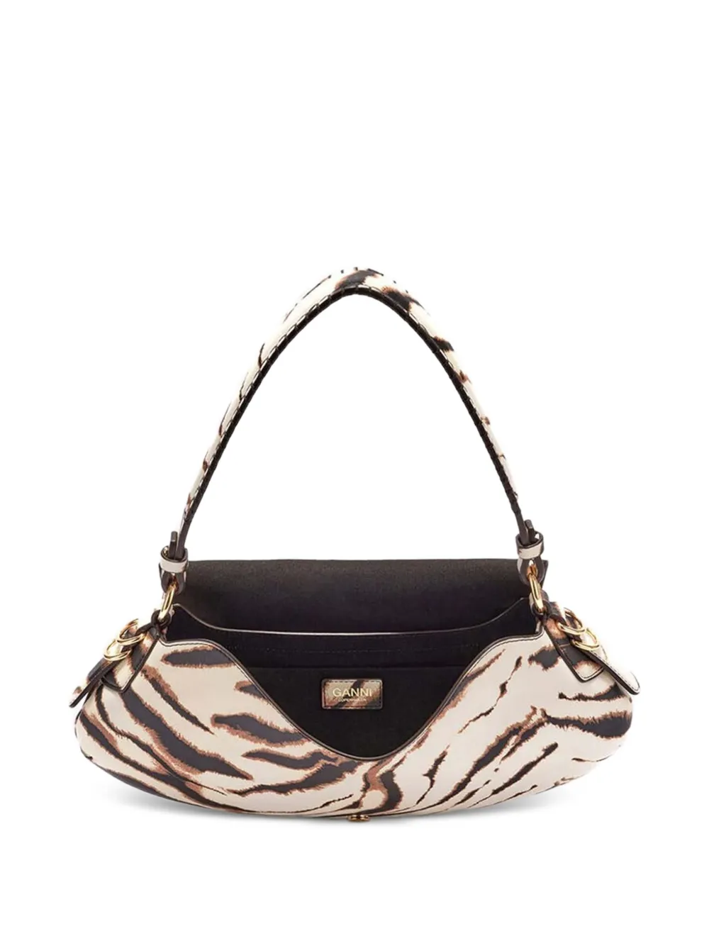 GANNI B-Kat schoudertas met zebraprint Beige