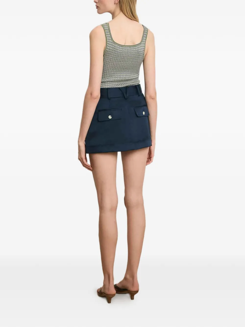 Veronica Beard Felina skort met klepzak en knopen Blauw
