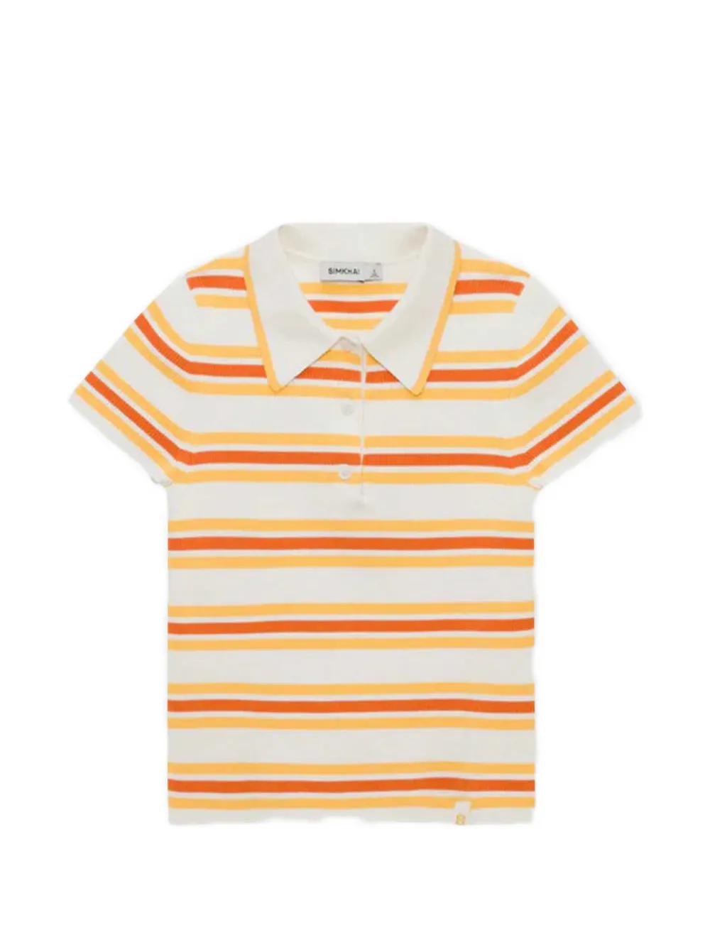 Simkhai Luka striped ribbed-knit polo top - Toni neutri