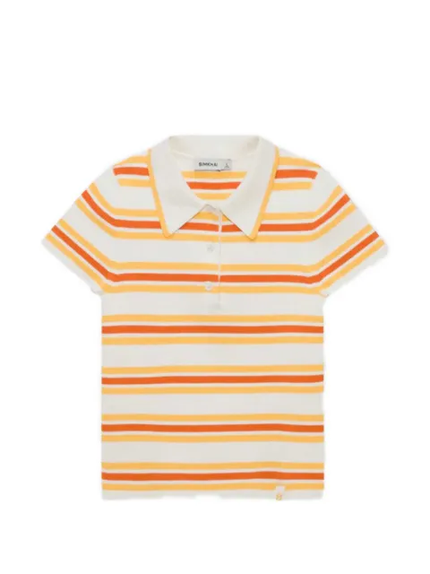 Simkhai Luka striped ribbed-knit polo top