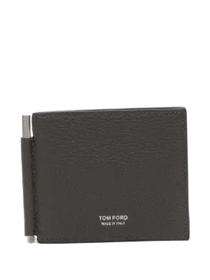 Brunello Cucinelli Grained Leather Money Clip Wallet | Black