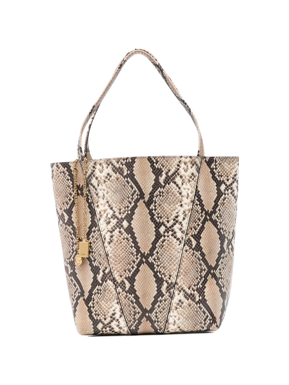 Chloé snakeskin-effect leather bucket bag - Toni neutri