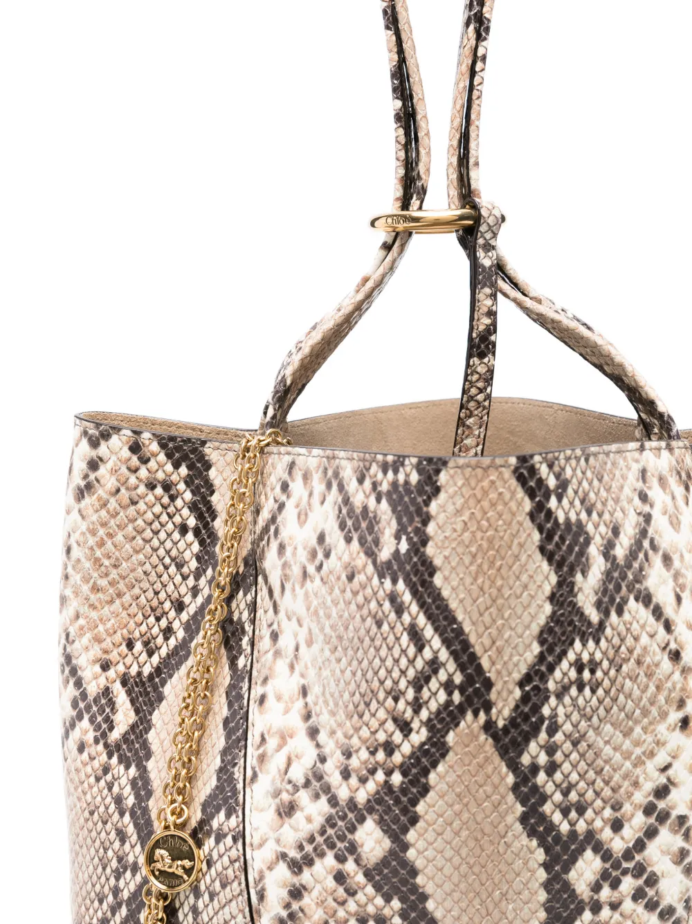 Chloé Bucket-tas met slangenleer-effect Beige
