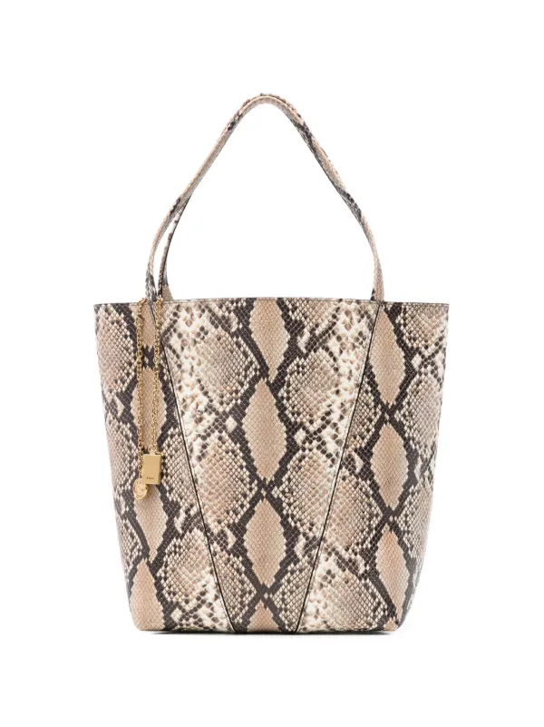Chloé Snakeskin-effect Leather Bucket Bag in Neutrals