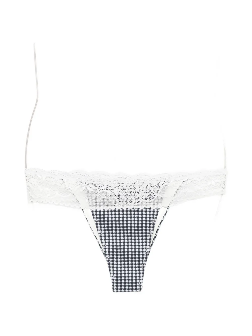 Frankies Bikinis Lea gingham lace-trim bikini bottoms - Schwarz