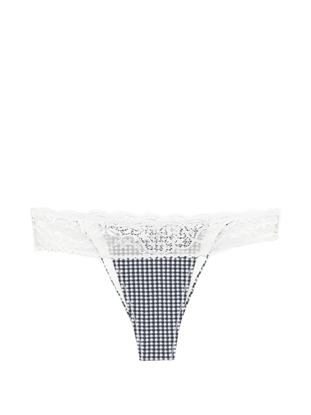 Frankies Bikinis Lea gingham lace-trim bikini bottoms - Nero
