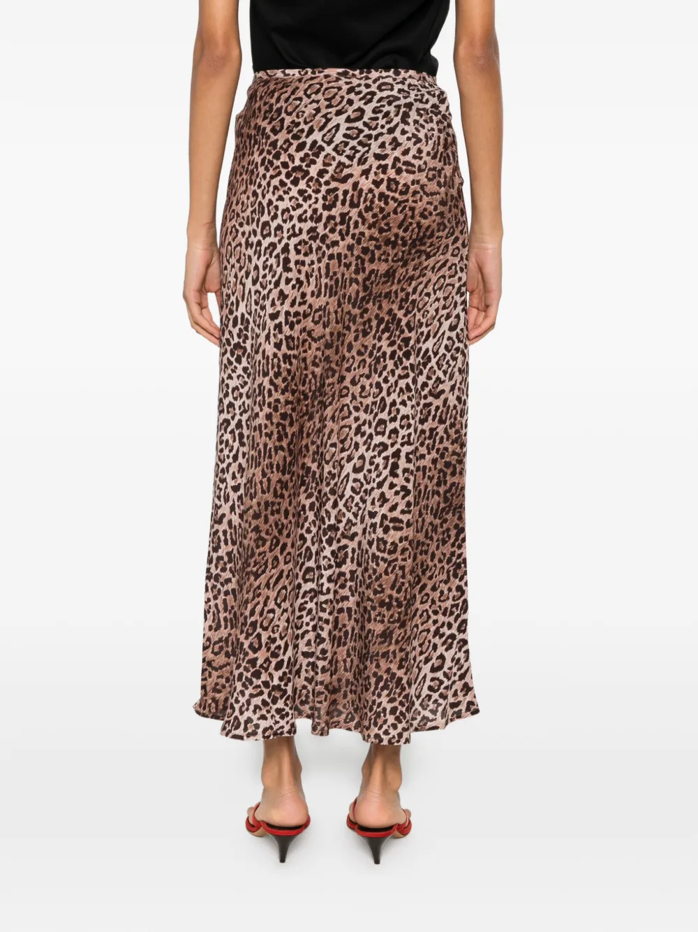 Rixo Kelly Leopard-print Maxi Skirt in Red, view 4
