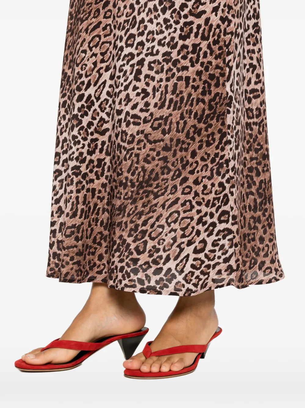 Rixo Kelly Leopard-print Maxi Skirt in Red, view 5