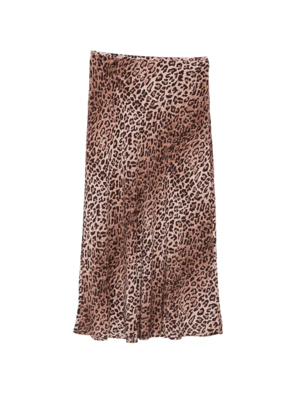 Rixo Kelly Leopard-print Maxi Skirt in Red