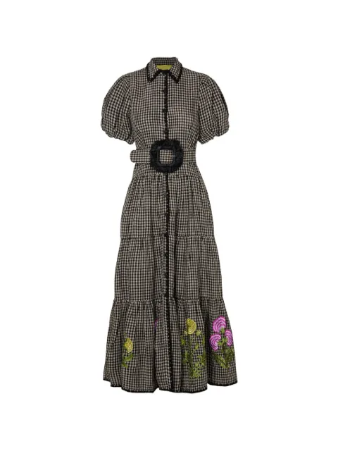 PHILIPPA 1970 Julia gingham-check floral-embroidered maxi dress